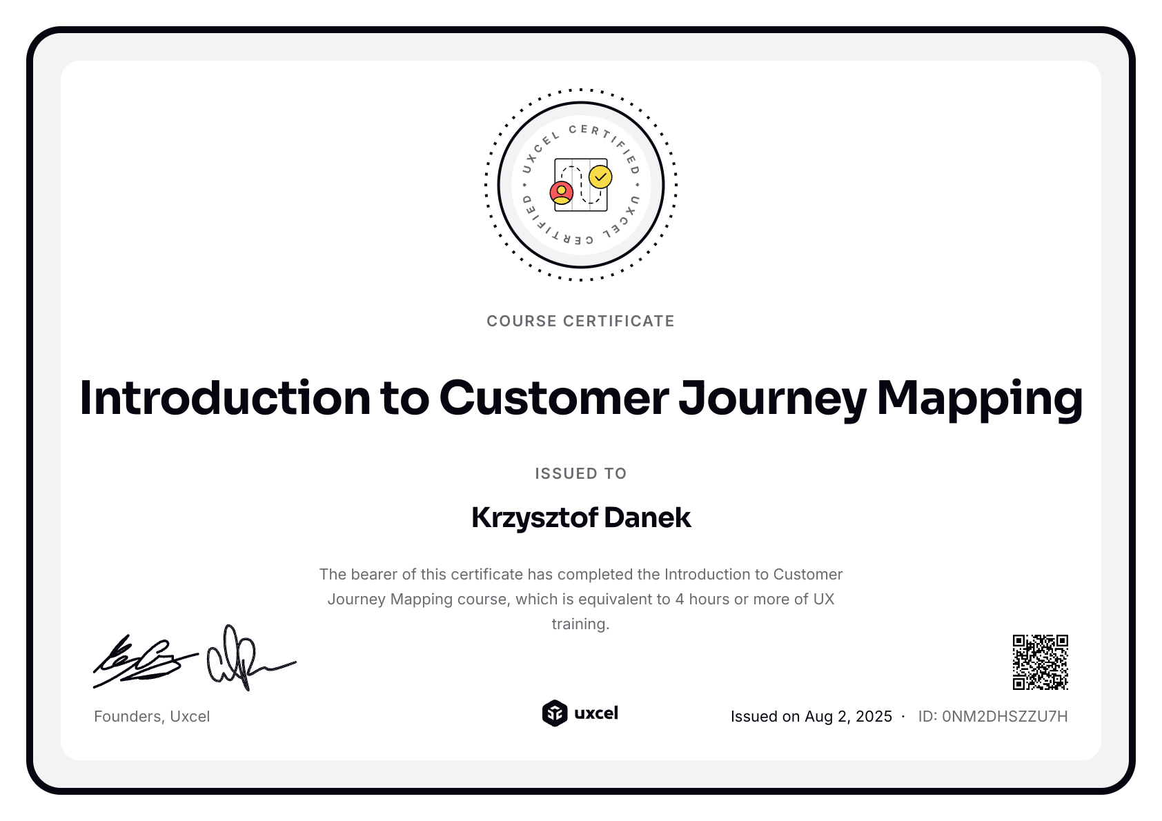 Krzysztof Danek's certificate